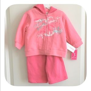❤NWT Pink Baby girls hooded 3 piece hooded outfit